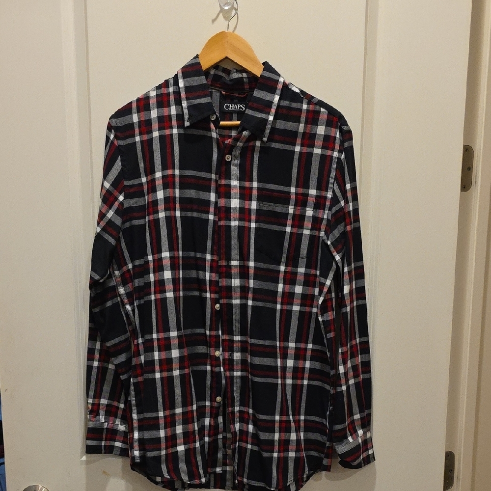 Chaps Men's Plaid Shirt - Red and Black
